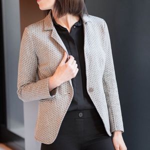 Betabrand Transcendent Blazer Black White Basketweave